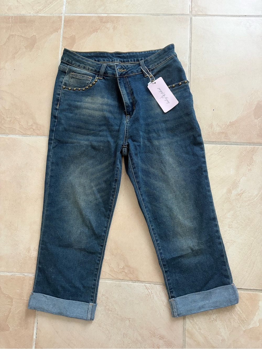 Women’s babyphat brand new Dark Blue Stud-Trim Jeans